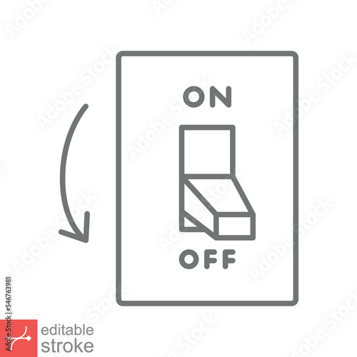 Light off, electric switch icon. Simple outline style. Power turn off button, toggle switch of position concept. Thin line vector illustration isolated on white background. Editable stroke EPS 10.