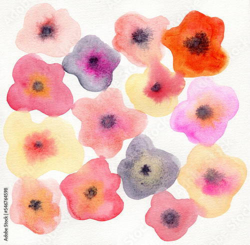 Abstract watercolor flowers photo