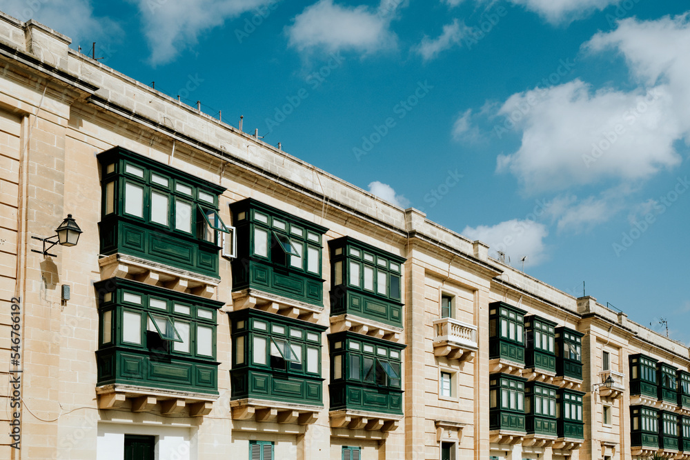 green balconies in Valletta, Malta green balconies in Valletta, Malta