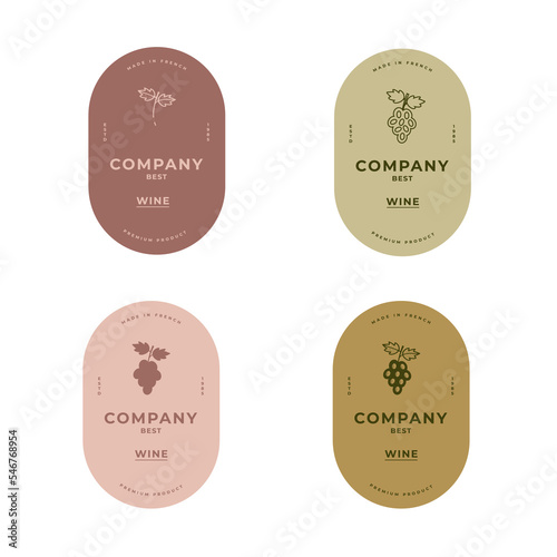 logo design template, Set of wine labels. Premium minimalist and modern design