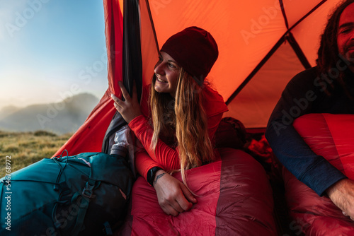 Woman explorer wild camping
 photo