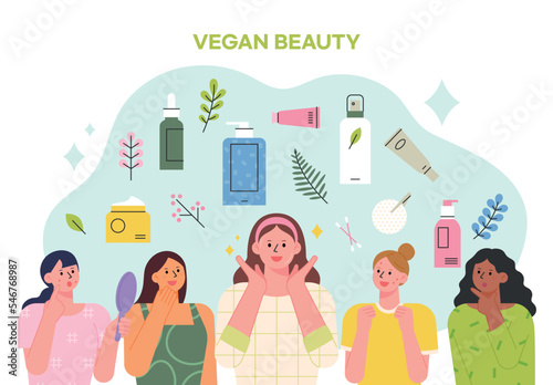 Fotografija Vegan cosmetics and healthy skin