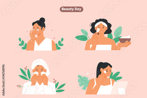 Women are cleaning the skin and doing massage packs.