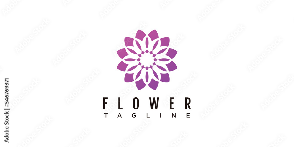 Dahlia flower logo design illustration icon vector