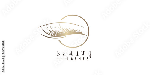 Fototapeta Beauty lashes logo with gold gradient for beauty business premium vector