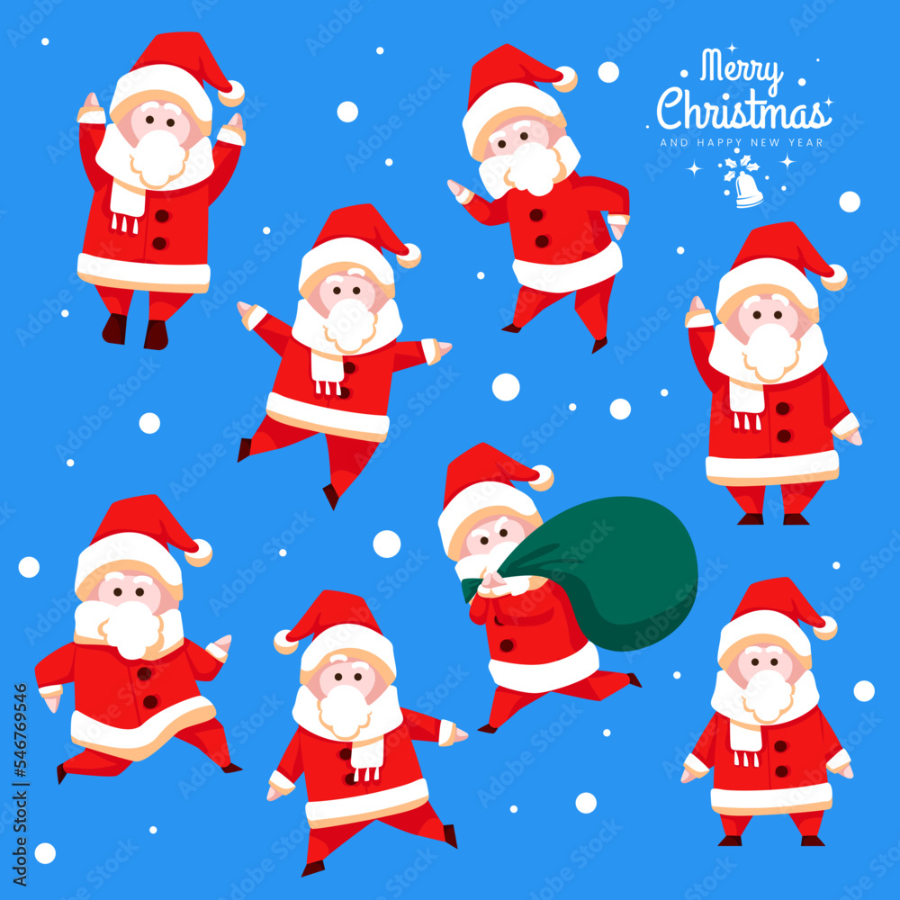 Little Santa Claus with various pose gesture illustration set for sticker or decoration Little Santa Claus with various pose gesture illustration set for sticker or decoration