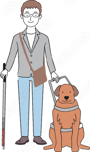 盲導犬を連れた目に障害のある男性　理解と配慮の社会