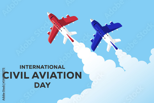 International Civil Aviation Day horizontal banner illustration