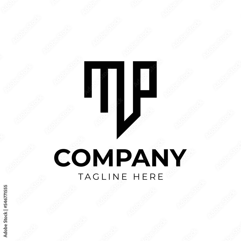 mp initial logo design vector graphic idea creative
