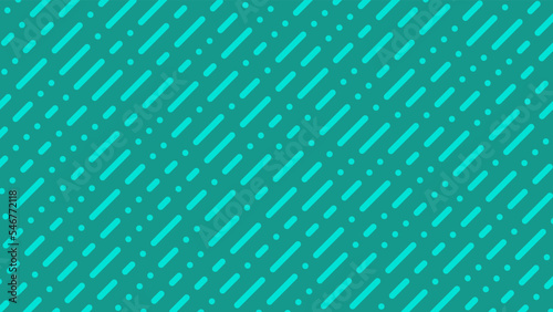 点と線の組み合わせの斜めストライプのデジタル背景のベクター素材　16:9　模様と背景カラーの２層レイヤー　青緑
