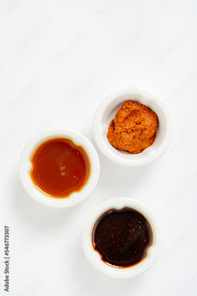 asian sauces on the white asian sauces on the white