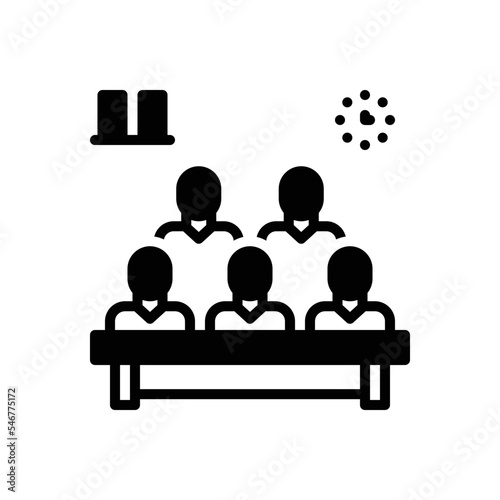 Black solid icon for attending