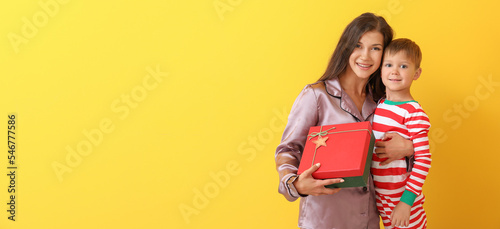 Woman and her little son wi...