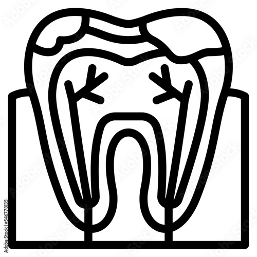 decayed teeth cavity nerve teeth icon