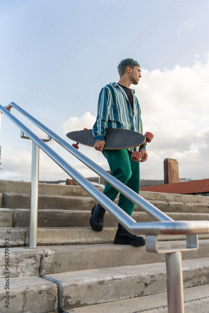 Portrait Of A Blue Hair Skater.
