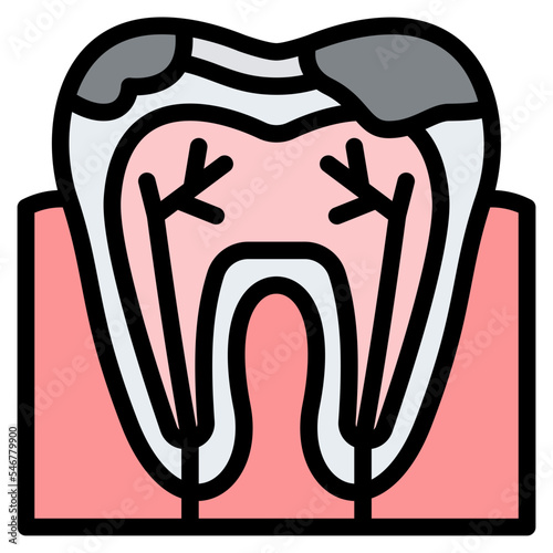 decayed teeth cavity nerve teeth icon
