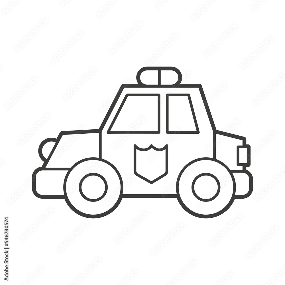 Vector Illustration of an police car. Icon style with black outline. Logo design. Coloring book for children Vector Illustration of an police car. Icon style with black outline. Logo design. Coloring book for children