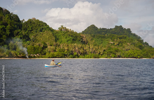 Traditional South Pacific Islander dugout canoe Solomon Islands travel photo