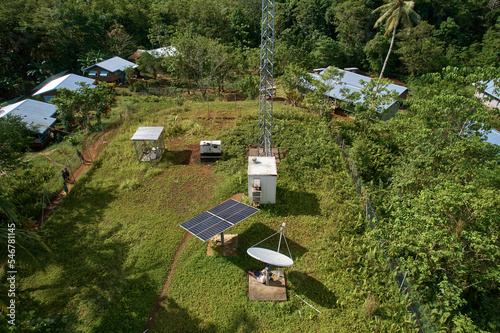 Telecommunications hotspot, solar satellite internet base station photo