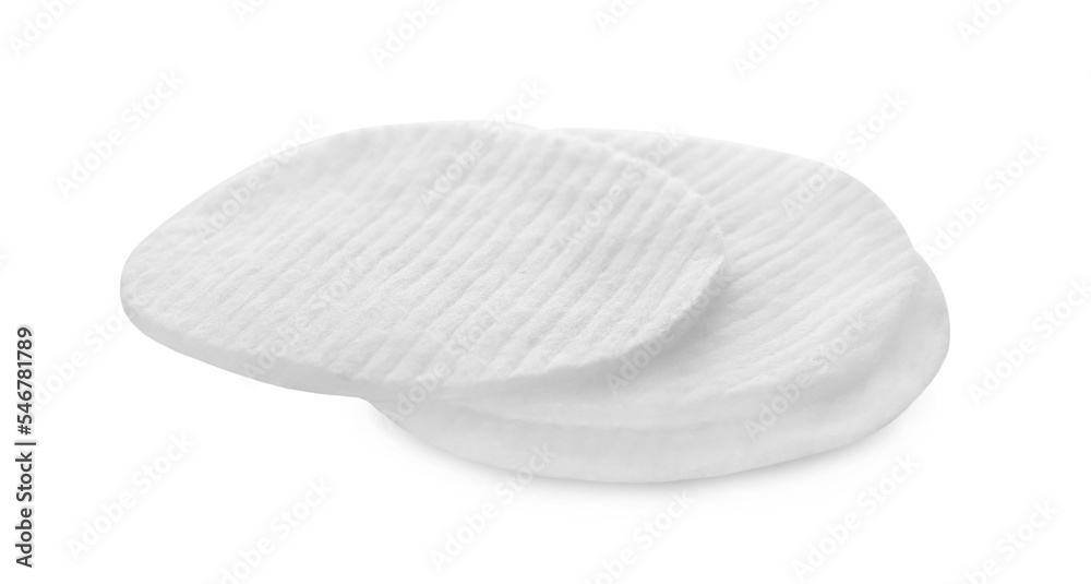 Soft clean cotton pads isolated on white Soft clean cotton pads isolated on white