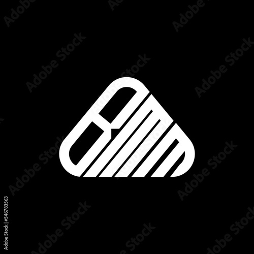 BMM letter logo creative design with vector graphic, BMM simple and modern logo in round triangle shape.