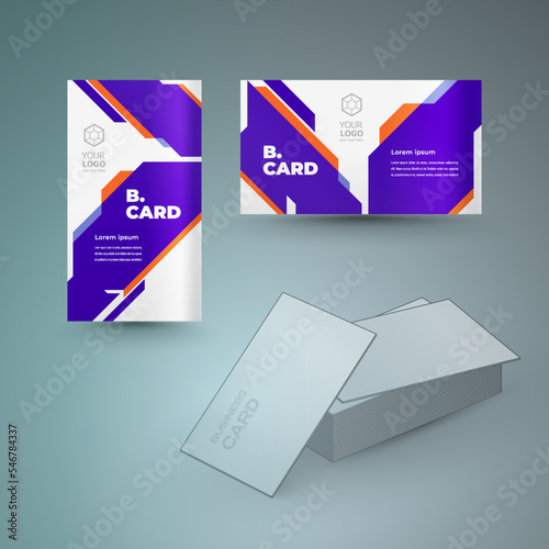 Business cart set vertical and horizontal design template technological theme violet color vector
