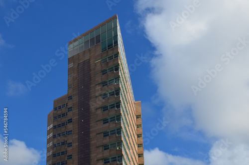 Exterior of beautiful building against blue sky, low angle view