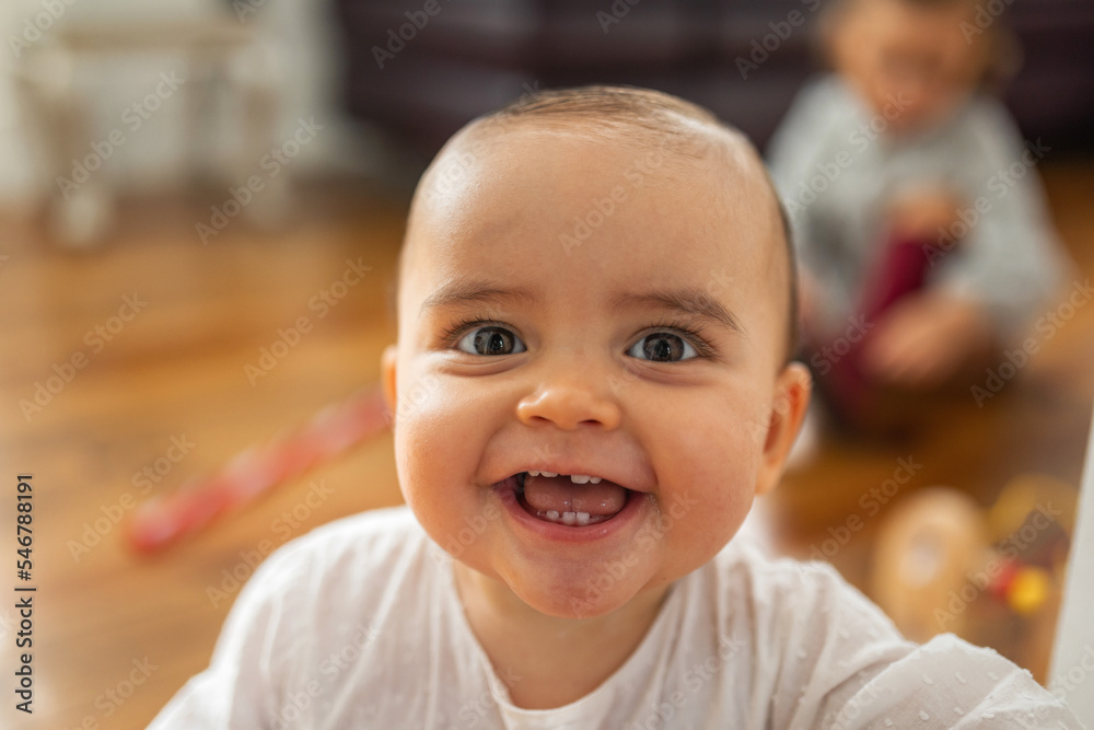 portrait of happy baby at home portrait of happy baby at home