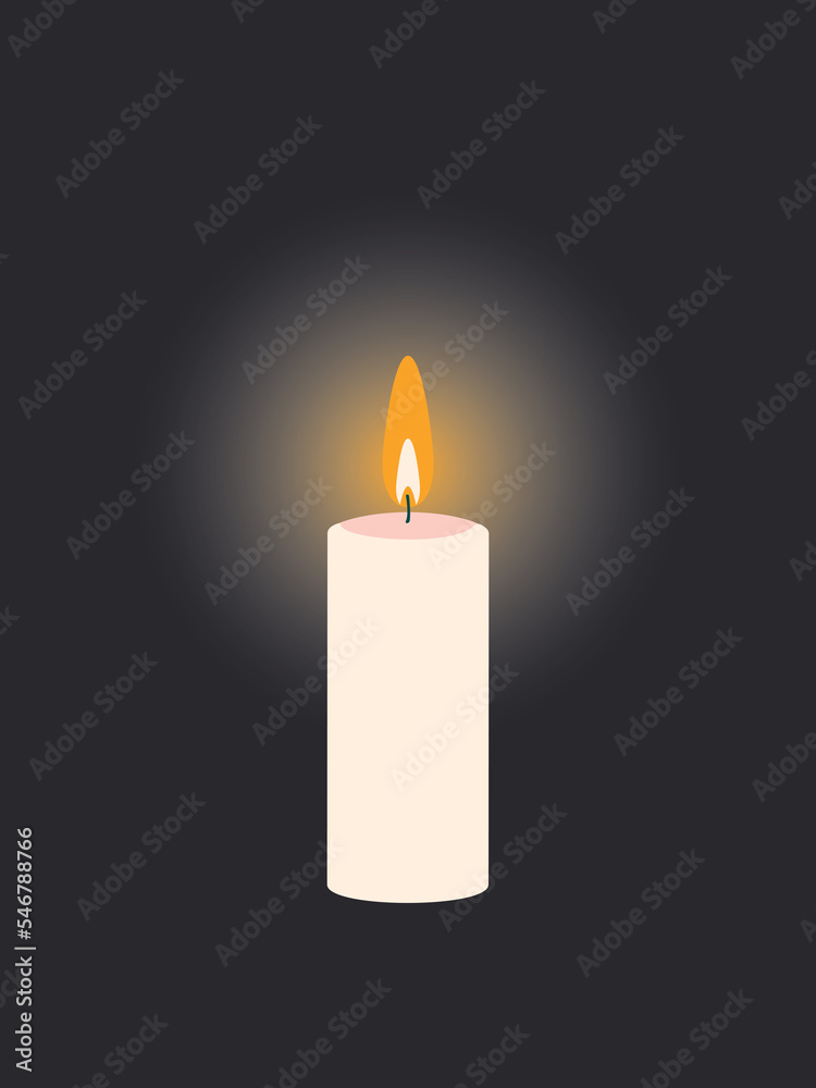 Lit wax candle with fire flame isolated on black vertical background. The concept of a minute of silence and respect for the memory of the dead. Ukraine without electricity. Lit wax candle with fire flame isolated on black vertical background. The concept of a minute of silence and respect for the memory of the dead. Ukraine without electricity.