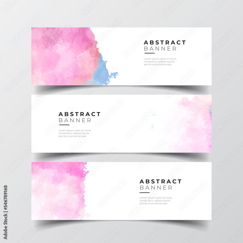 Abstract brush stroke colorful watercolor banner set background