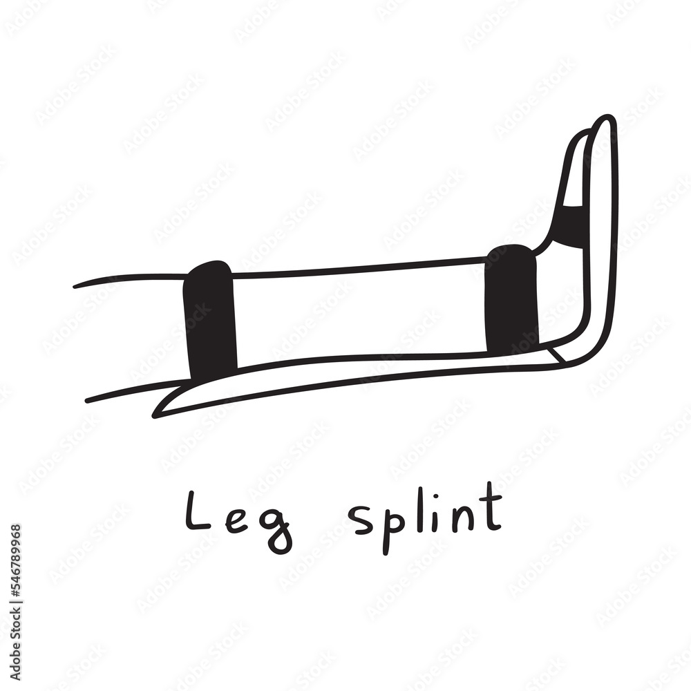 Fototapeta premium Leg splint. Medical concept. Injury. Black color outline icon. Simple graphic design.