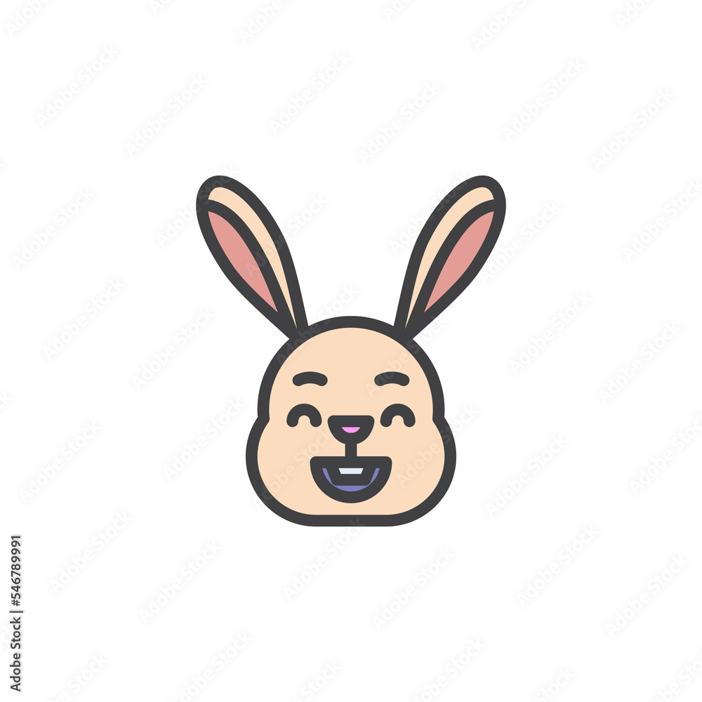 Rabbit face with smiling eyes emoticon filled outline icon Rabbit face with smiling eyes emoticon filled outline icon