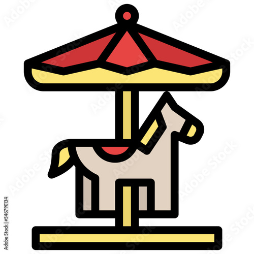 carousel fairground childhood toy icon