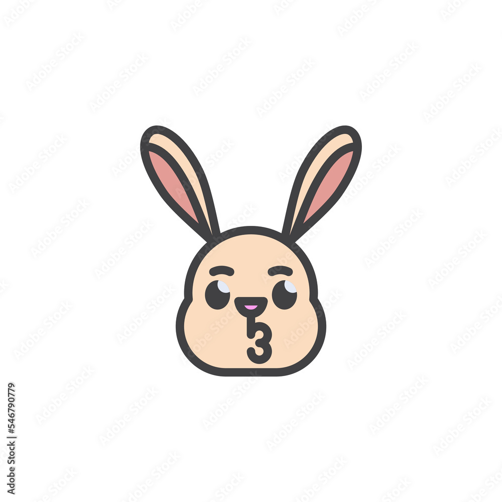 Kissing rabbit emoticon filled outline icon Kissing rabbit emoticon filled outline icon