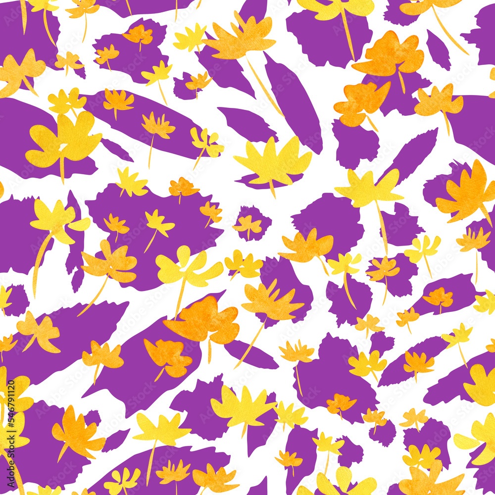 Spotted floral seamless pattern on white background