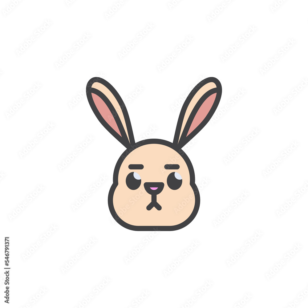 Sad rabbit face emoticon filled outline icon Sad rabbit face emoticon filled outline icon