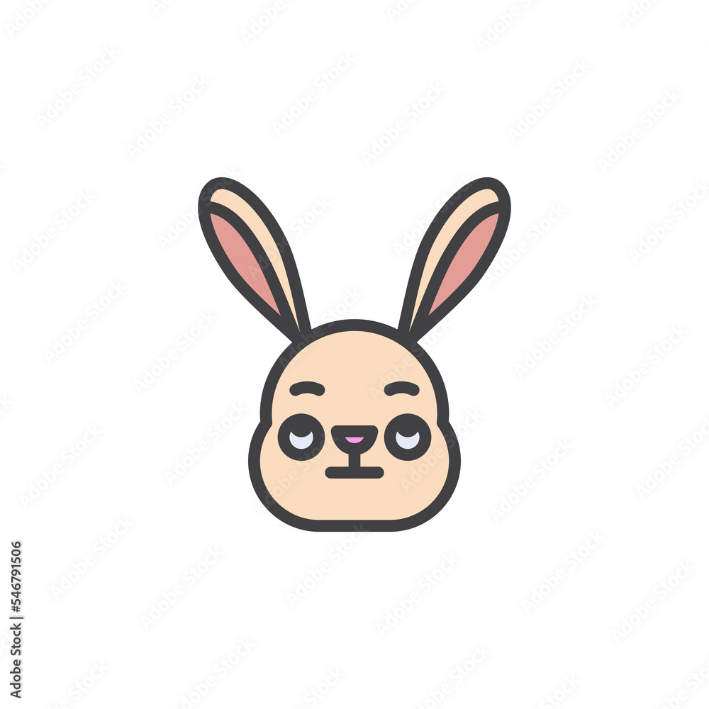 Rabbit Face with Rolling Eyes emoticon filled outline icon