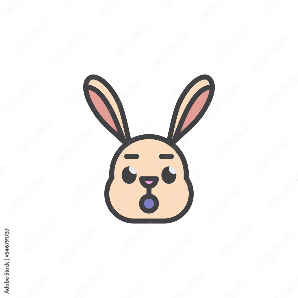 Rabbit face with open mouth emoticon filled outline icon Rabbit face with open mouth emoticon filled outline icon