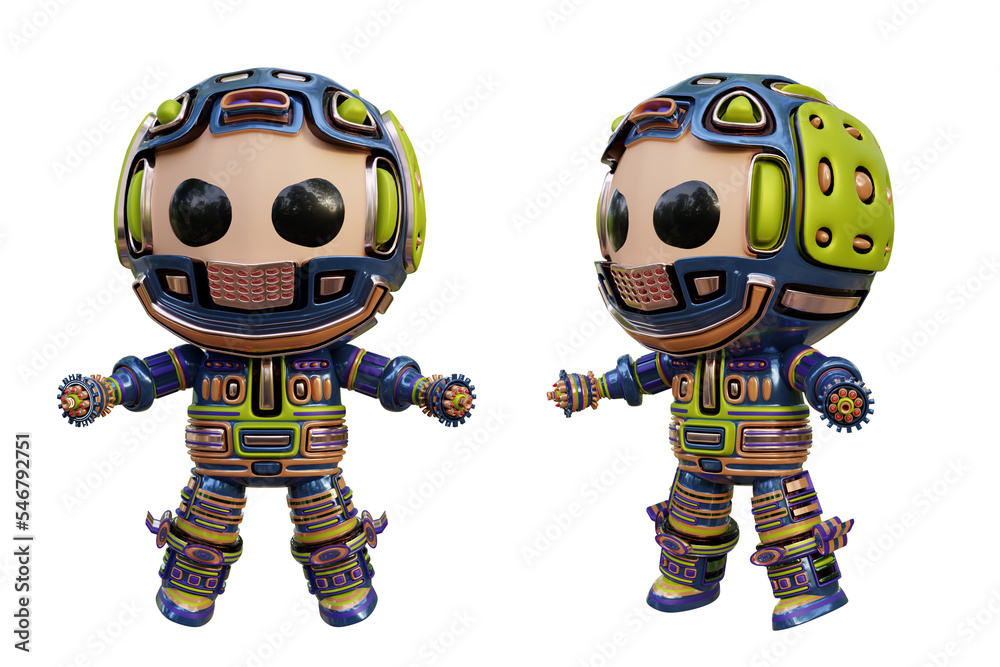3D RENDERING ILLUSTRATION. CUTE DESIGN ROBOT CYBORG ANDROID CHARACTER ISOLATED WHITE BACKGROUND. SPACEMAN ASTRONAUT CARTOON METAL PLASTIC AI MACHINE TECHNOLOGY GAME MODEL FIGURE ART TOY.
3D RENDERING ILLUSTRATION. CUTE DESIGN ROBOT CYBORG ANDROID CHARACTER ISOLATED WHITE BACKGROUND. SPACEMAN ASTRONAUT CARTOON METAL PLASTIC AI MACHINE TECHNOLOGY GAME MODEL FIGURE ART TOY.