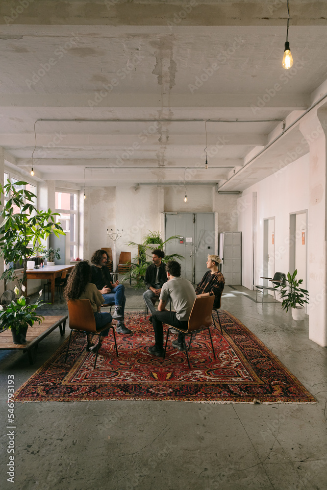 © VISUALSPECTRUM/Stocksy - Sharing Circle at Beginning of Group Therapy © VISUALSPECTRUM/Stocksy - Sharing Circle at Beginning of Group Therapy