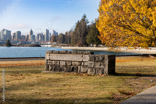 Obraz na plátně Hallelujah Point marker - Stanley Park, Vancouver, BC Canada