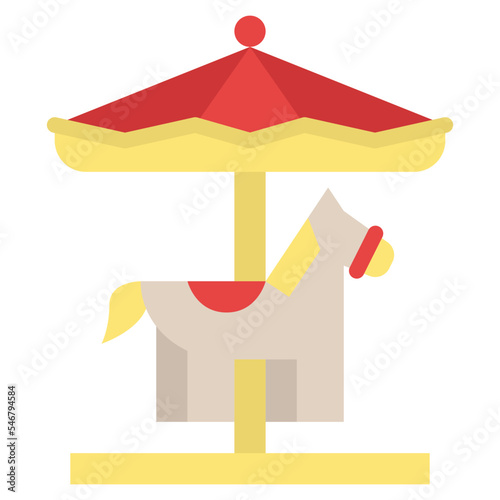 carousel fairground childhood toy icon