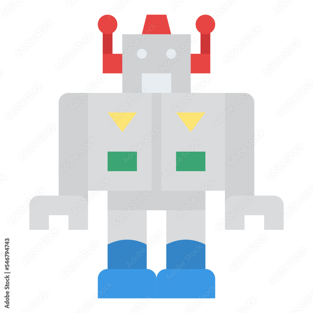 robot kid childhood toy icon