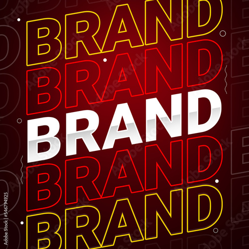 Brand typography on red background with colorful text design. Brand word is written in the style