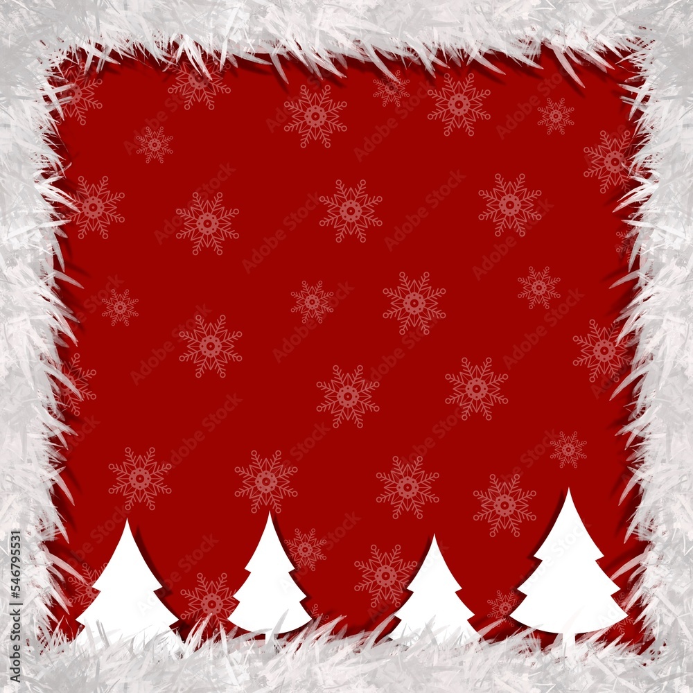 Red christmas background with snowflakes and christmas tree of the december christmas season. Red christmas background with snowflakes and christmas tree of the december christmas season.
