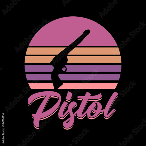 pistol with sunset vector design for t shirt design
