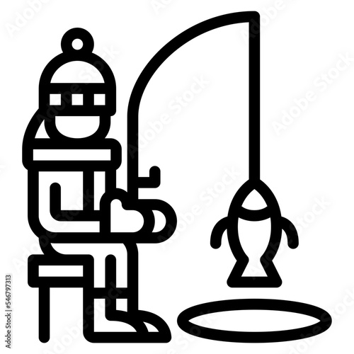 ice fishing activity winter sport icon