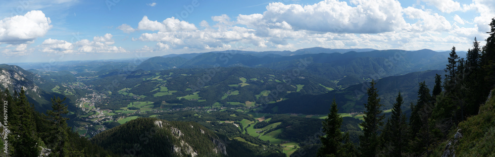Fototapeta premium Panoramic view from Rax Plateau near Ottohaus, Lower Austria, Austria