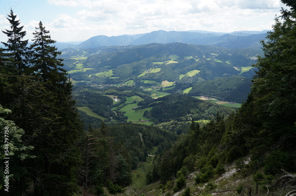 Fototapeta premium Wonderful panoramic mountain scenery in Austria. Rax and Schneeberg areain lower austria.