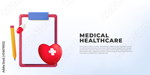 3D cartoon medical report diagnose healthcare illustration concept for hospital clinic